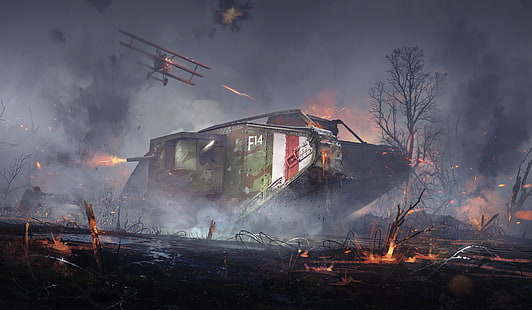 สงคราม, รถถัง, ศิลปะ, DICE, Mark V, Battlefield 1, Landship, วอลล์เปเปอร์ HD HD wallpaper