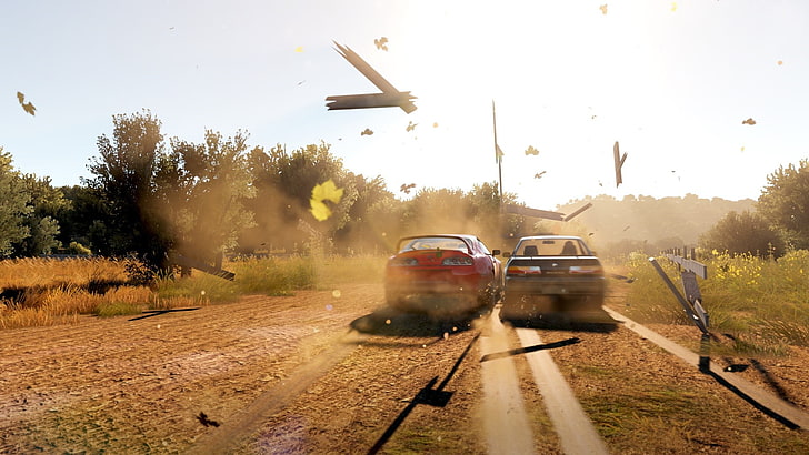 carros vermelhos e cinza, Forza Horizon 2, videogame, carro, HD papel de parede