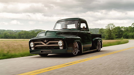 1953, mobil, mobil, custom, f-100, f100, ford, hot, hotrod, pickup, rod, streetrod, truk, kendaraan, Wallpaper HD HD wallpaper
