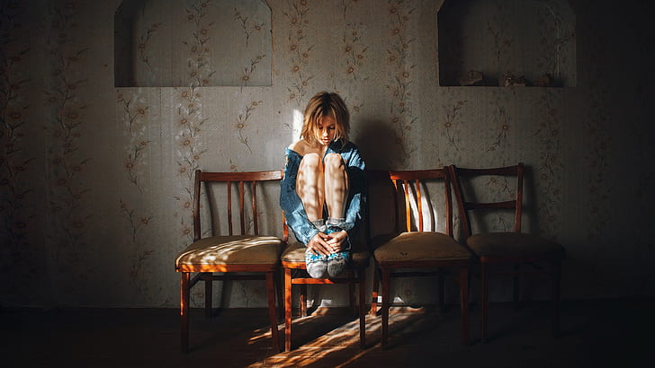 chairs, girl, legs, Marta Gromova, Andrey Vasilyev, HD wallpaper