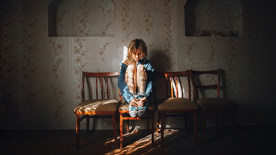 sedie, ragazza, gambe, Marta Gromova, Andrey Vasilyev, Sfondo HD HD wallpaper