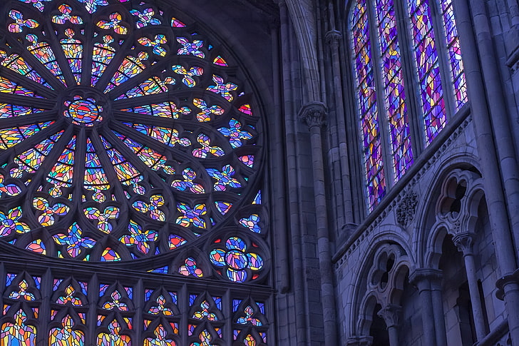 stained glass decor, stained glass, window, cathedral, architecture, HD wallpaper
