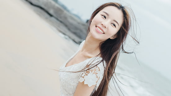 женщины, фотография, модель, длинные волосы, азиатка, HD обои HD wallpaper