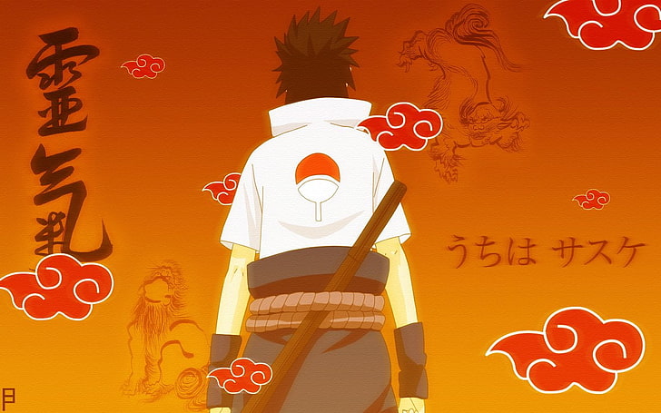 Ilustração de Naruto, Anime, Naruto, Sasuke Uchiha, HD papel de parede