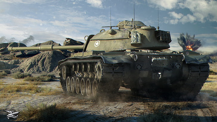 green panzer wallpaper, tank, American, average, World of Tanks, M48A1 Patton, HD wallpaper