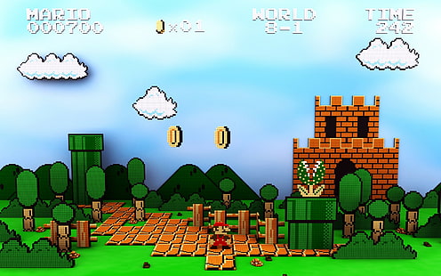 Mario Bros., Retro-Spiele, Nintendo Entertainment System, Pixelkunst, 8-Bit, Videospiele, HD-Hintergrundbild HD wallpaper