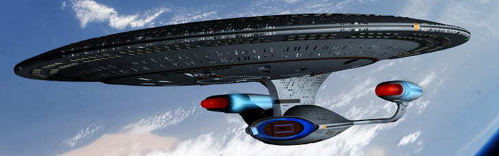 star trek uss enterprise spaceship space multiple display, HD wallpaper