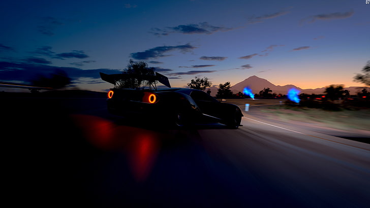 carte de sport noire en plein air, voiture, rue, jeux vidéo, dérive, Dérive, Forza Motorsport 6, Forza Motorsport, Fond d'écran HD
