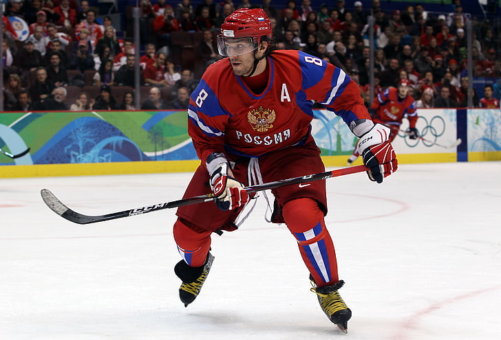 Alexander Ovechkin, czarno-czerwony kij hokejowy, sport, hokej, rosjanin, kapitan, Tapety HD