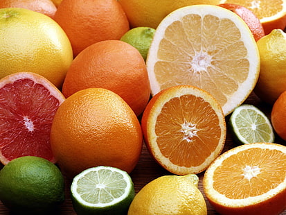 Lebensmittel, Zitronen, Gelb, Orange (Obst), Limette, Obst, Limetten, Trauben, HD-Hintergrundbild HD wallpaper