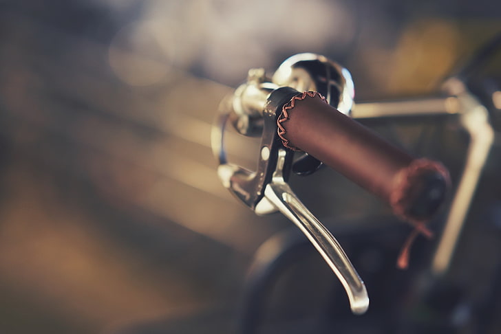 bicycle, vehicle, closeup, blurred, brak, brake, HD wallpaper