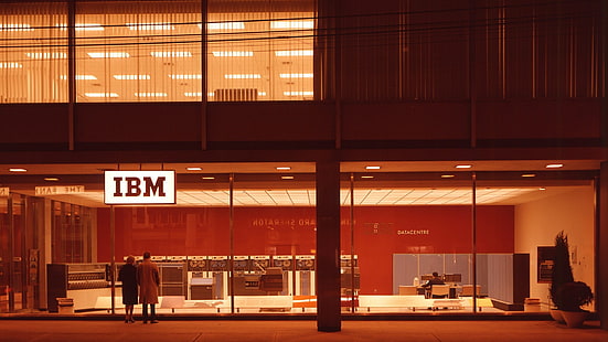 Сграда на IBM, градски пейзаж, IBM, Ретро компютри, стари, лого, кафяво, Ретро стил, сграда, Торонто, HD тапет HD wallpaper