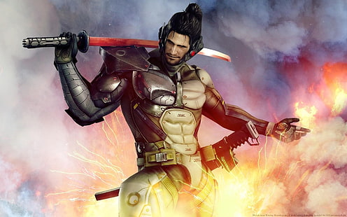 svärdsmanillustration, Metal Gear Rising: Revengeance, Jetstream Sam, HD tapet HD wallpaper