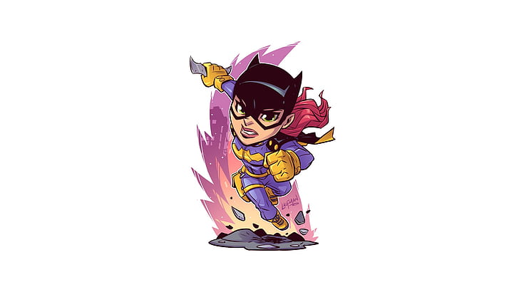 Batgirl, белый фон, простой фон, комиксы DC, HD обои