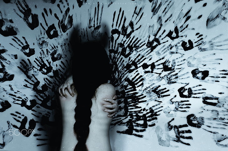 Shirø Igarashi, 500px, hands, handprints, women, creepy, HD wallpaper
