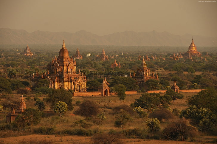 السياحة ، السفر ، ميانمار ، الحجز ، معابد باغان، خلفية HD