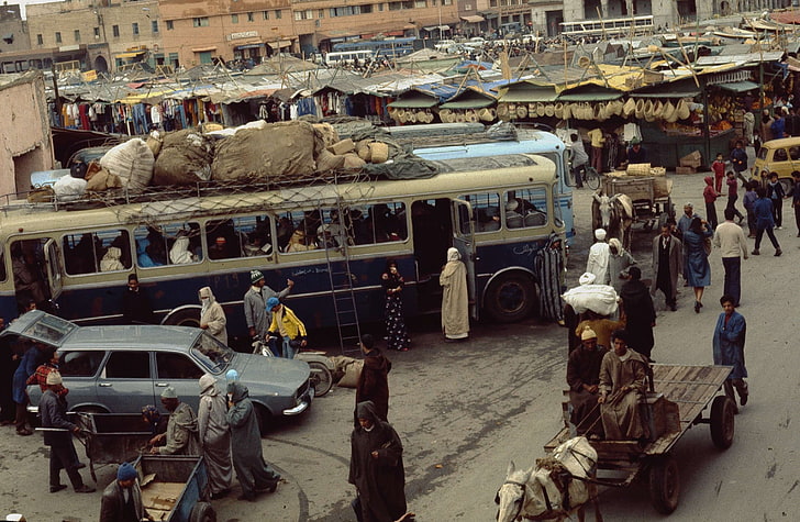 автогара, гледка към град, Jean Papillon, пазар, Маракеш, Мароко, пътуване, HD тапет