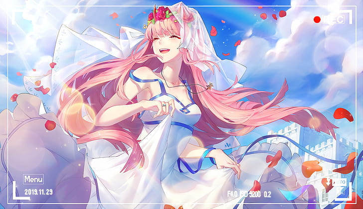 Anime, Darling in the FranXX, Wedding Dress, Zero Two (Darling in the FranXX), HD wallpaper