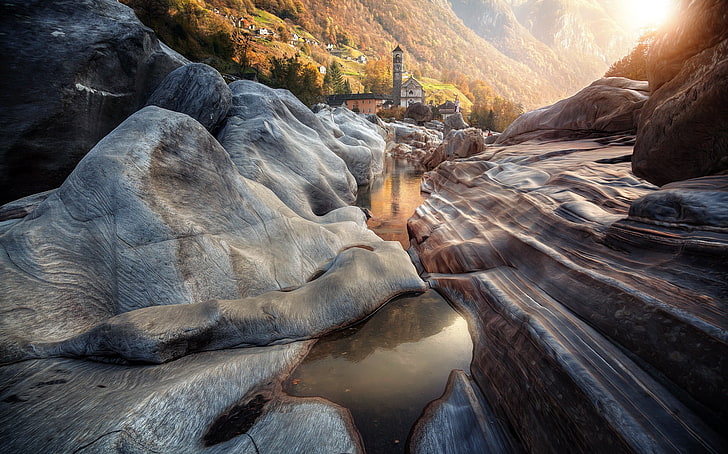 nature, Switzerland, landscape, rock, mountains, HD wallpaper