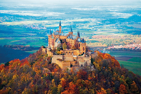 germania, baviera, castello di neuschwanstein, foresta, paesaggio, Sfondo HD HD wallpaper