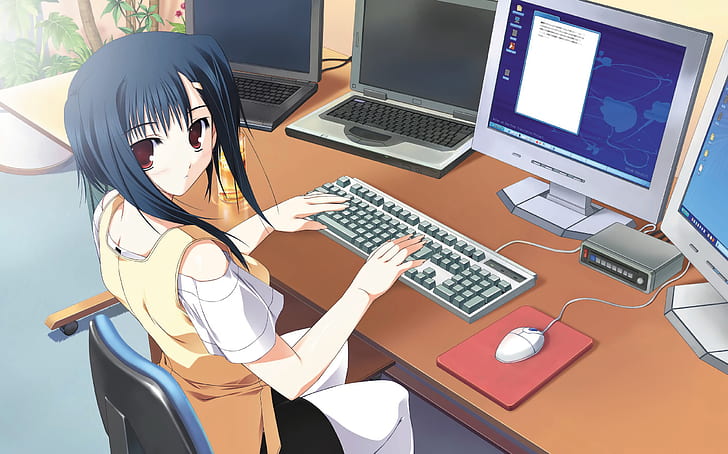 anime, keyboards, mechanical keyboard, computer, laptop, HD wallpaper