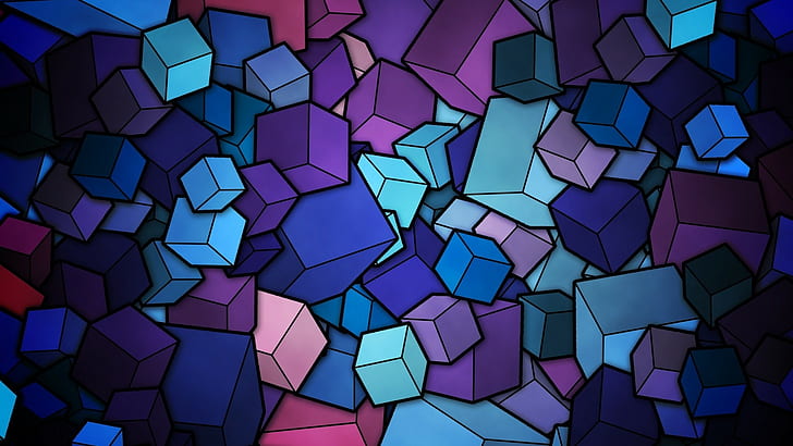 multicolored cubes illustration, geometry, cube, digital art, HD wallpaper