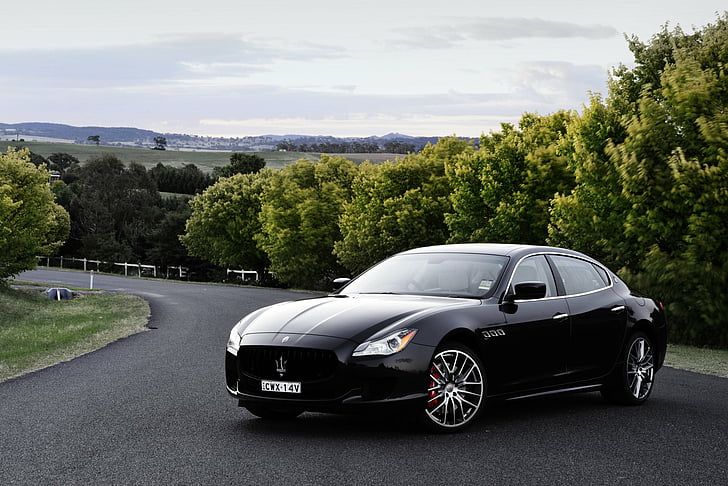 Maserati, Maserati Quattroporte, Черный автомобиль, Автомобиль, Автомобиль повышенной комфортности, Автомобиль, HD обои