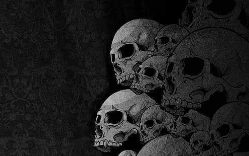 menschliche Schädelillustration, Schädel, Knochen, Zeichnung, HD-Hintergrundbild HD wallpaper