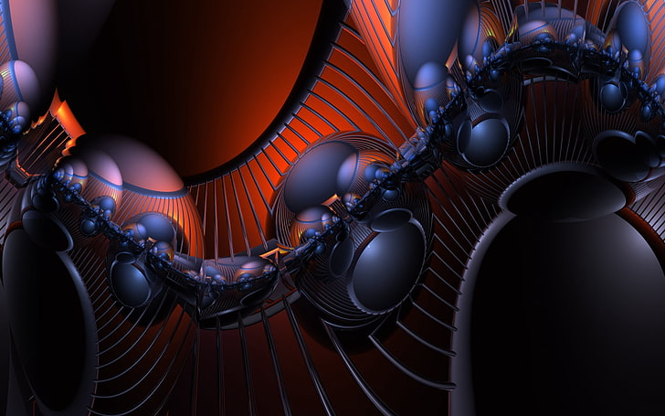 black and red DNA wallpaper, 3d, abstract, shapes, lines, spheres, assemblies, HD wallpaper