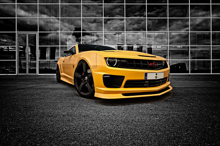 yellow Chevrolet Camaro coupe, camaro, chevrolet, Bumblebee, Transformer, HD wallpaper