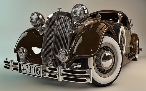 Horch, car, vintage, CGI, Oldtimer, vehicle, 3D, HD wallpaper HD wallpaper