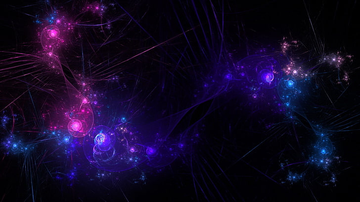 фиолетовый и синий галактика, абстрактный, простой фон, простой, цифровое искусство, синий, фиолетовый, формы, линии, HD обои