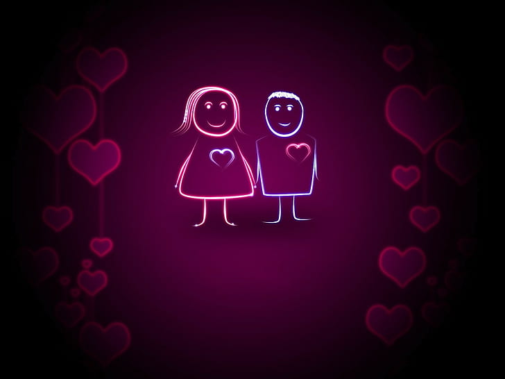 Couple, Heart, Light, Background, HD wallpaper