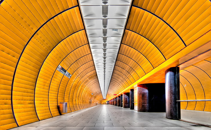 Tunnel de métro, sol en béton gris, Artistique, Urbain, Tunnel, Métro, Fond d'écran HD