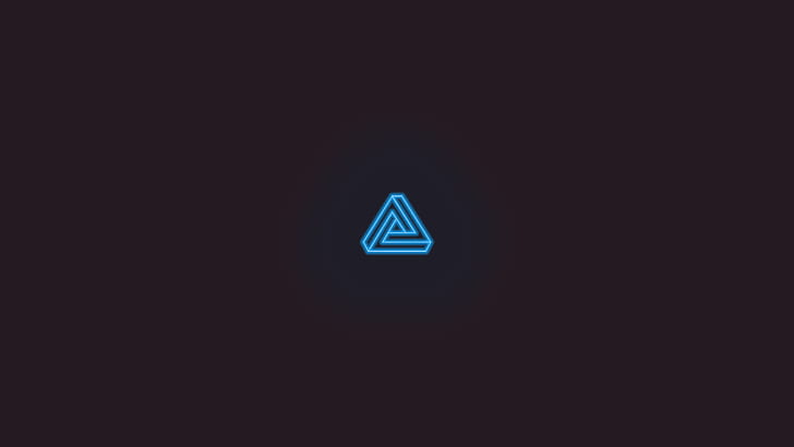 Треугольник Пенроуза, синий, фотошоп, неон, простой, HD обои