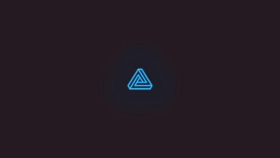 Триъгълник на Пенроуз, син, Photoshop, неон, прост, HD тапет HD wallpaper