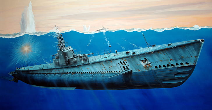 미국, 잠수함, USS Gato, 디젤-전기, Gato-Class 잠수함, HD 배경 화면