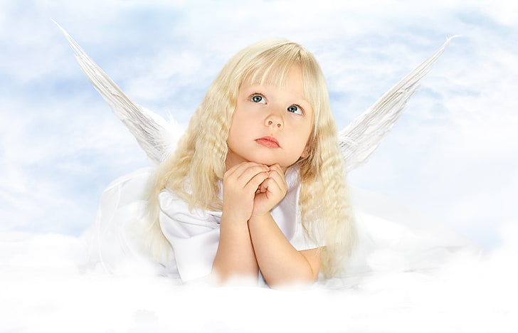 querubim menina, infância, criança, asas, anjo, menina, linda, menina, HD papel de parede
