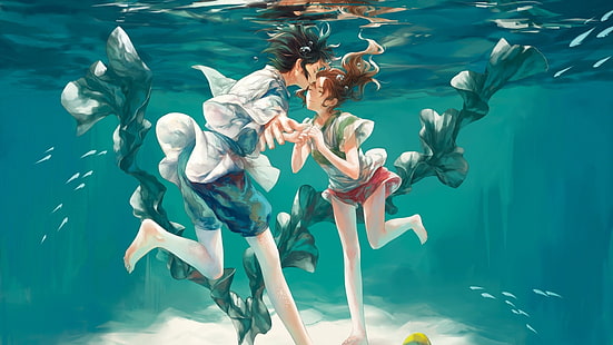 Haku and Chihiro from Spirited Away, manga, HD wallpaper HD wallpaper