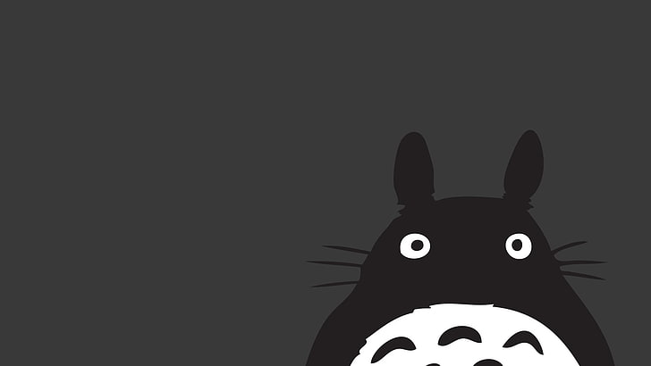 My Neighbor Totoro wallpaper, anime, My Neighbor Totoro, Totoro, Studio Ghibli, gray, minimalism, gray background, HD wallpaper