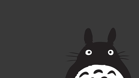 Mój sąsiad Totoro tapeta, anime, Mój sąsiad Totoro, Totoro, Studio Ghibli, szary, minimalizm, szare tło, Tapety HD HD wallpaper