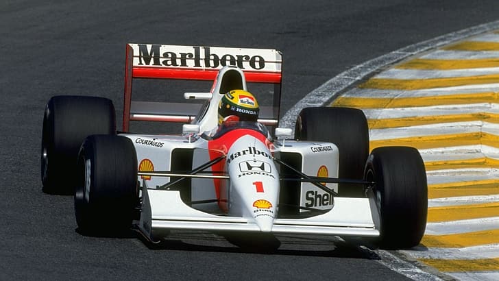 Formula 1, McLaren, Mclaren Mp4, Marlboro, Ayrton Senna, helmet, HD wallpaper