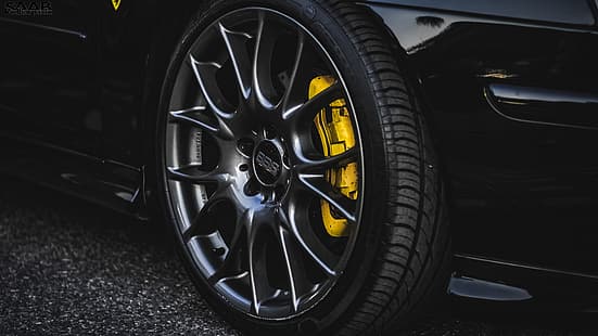  saab, BBS, tires, SAAB 9-3 Sport Sedan, saab 93 ss, black, black cars, yellow, wheels, Saab Podkarpacie, HD wallpaper HD wallpaper