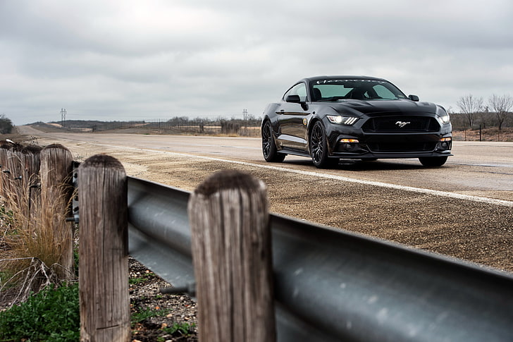 black Ford Mustang coupe, ford, mustang, gt, hpe700, hennessey, HD wallpaper