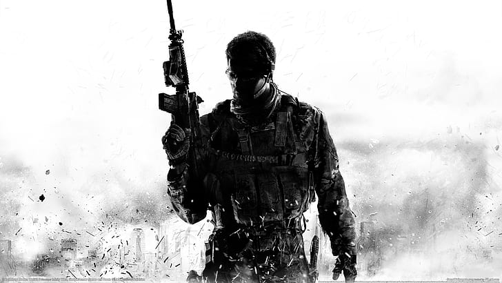 Call of Duty Modern Warfare COD Soldier BW HD, видеоигры, bw, солдат, вызов, долг, треска, модерн, война, HD обои