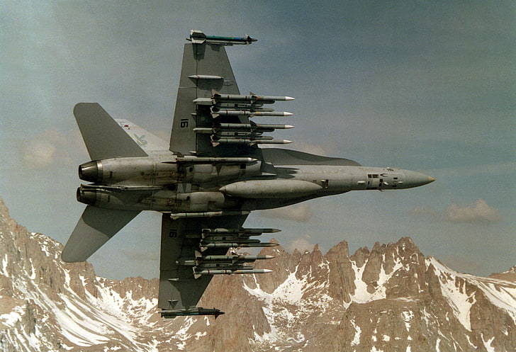 灰色のジェット戦闘機、航空機、ジェット機、マクドネルダグラスF / A-18ホーネット、軍用、軍用機、 HDデスクトップの壁紙