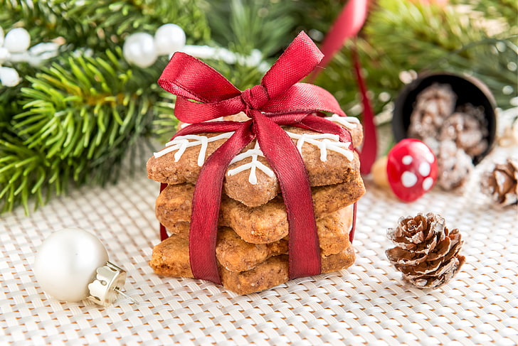 New Year, cookies, Christmas, cakes, sweet, Xmas, glaze, decoration, Merry, HD wallpaper