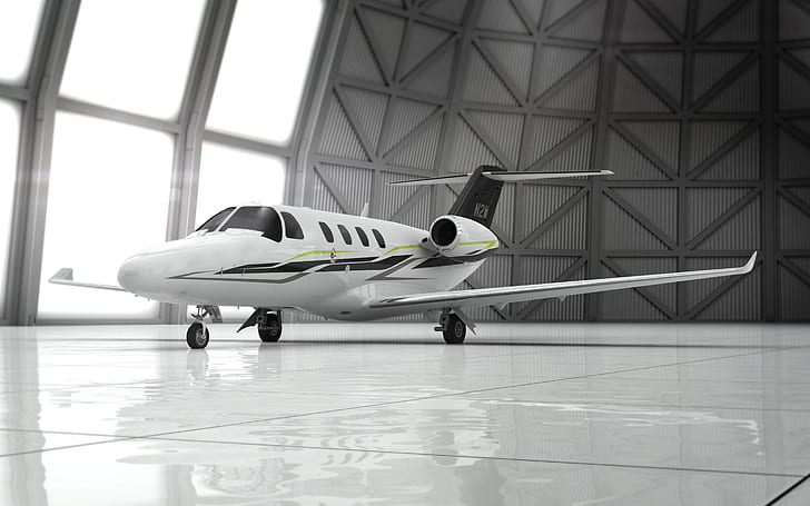 Private Jet, airplane, plane, garage, aircraft, HD wallpaper