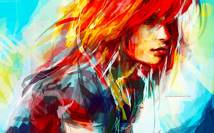 women, redhead, Hayley Williams, alicexz, digital art, artwork, painting, face, HD wallpaper