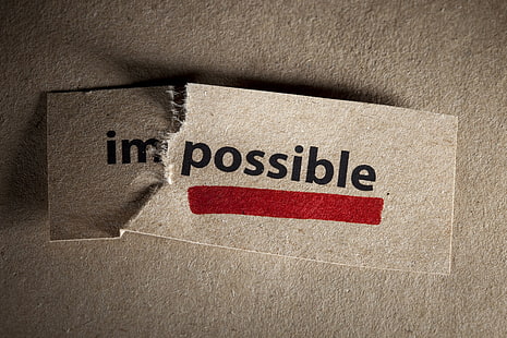 Impossible label, motivational, paper, typography, beige, texture, red, HD wallpaper HD wallpaper
